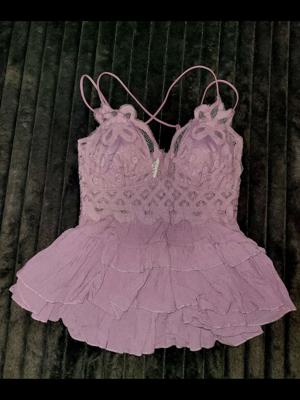 Lace & Ruffle Baby Doll Camisole in Lavender